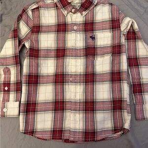 Abercrombie Boys 5/6 Red and Cream Plaid Shirt